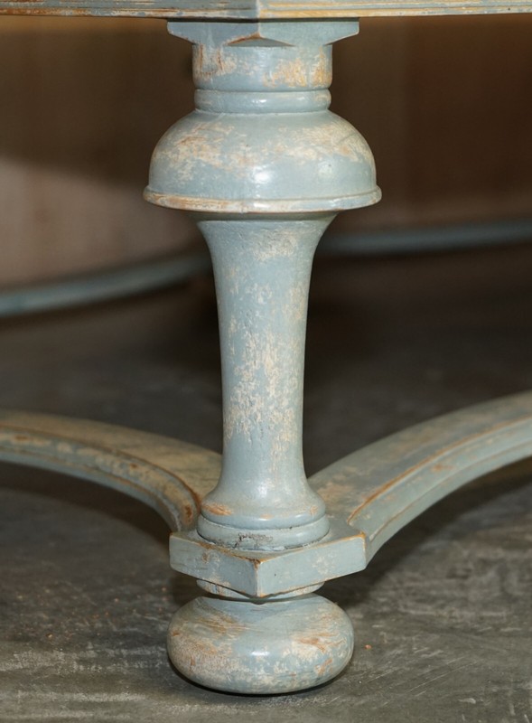 MASSIVE ORIGINAL PAINT SIX PILLARS LEG FRENCH COUNTRY HOUSE COFFEE TABLE gallery