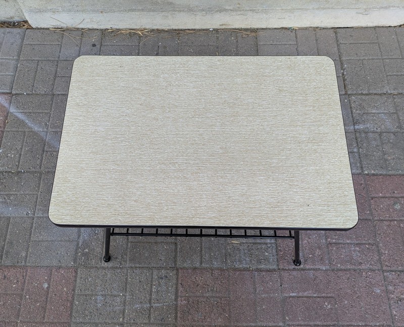 Vintage Mid Century Modern Atomic Wrought Iron End Table Magazine Rack K19 gallery