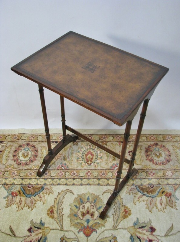 Theodore Alexander Set of 4 Georgian Style Mahogany Nesting Tables Faux Bamboo gallery