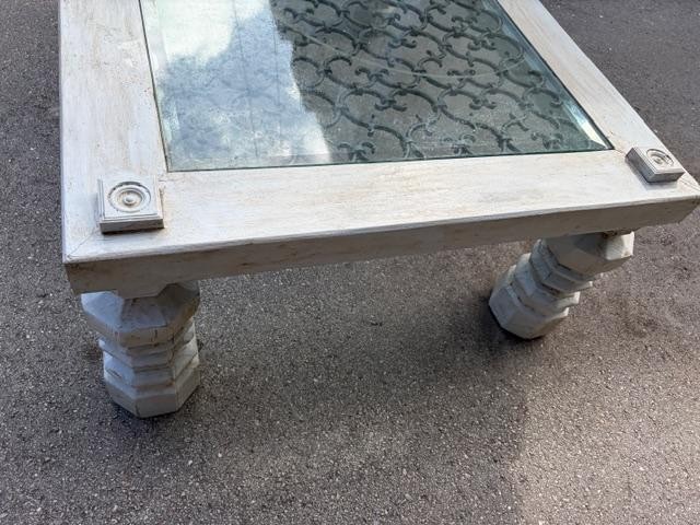 Large Hand Painted Primative Coffee Table Iron Insert. gallery