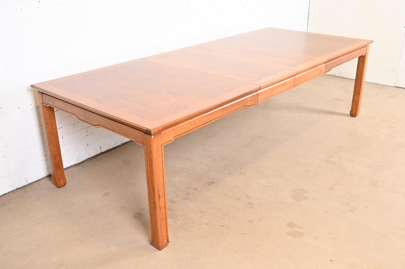 Henredon Mid-Century Burl Wood Extension Dining Table, Newly Refinished gallery