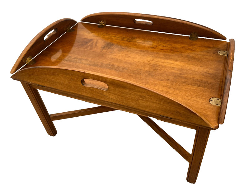Vintage Ethan Allen Butler’s Tray Oval Cocktail Table Colonial Revival Maple