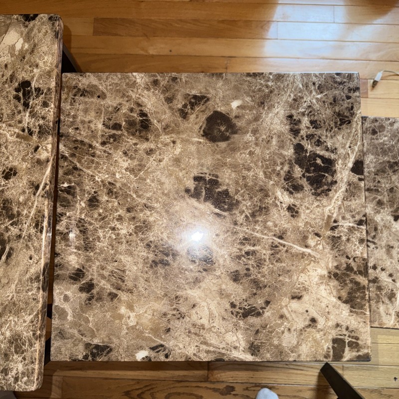Hillsdale Monaco Set Of 3 Faux Marble Formica Nesting Stacking Tables gallery