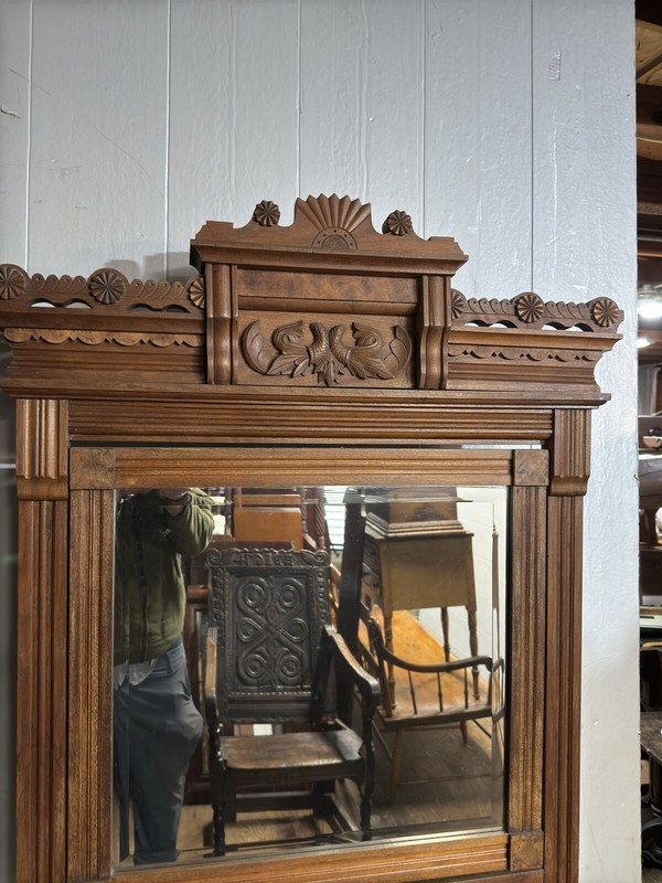 Antique victorian burl walnut high back washstand project marble top ornate 1880 gallery