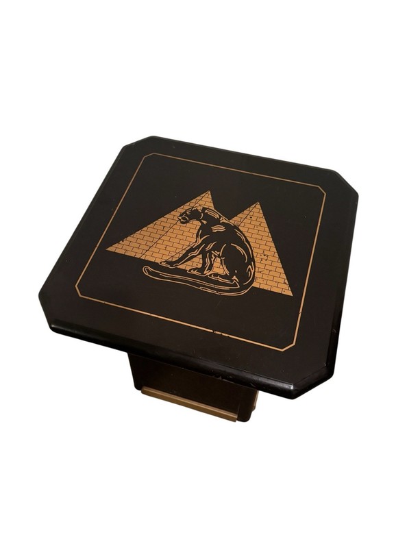 Antique 80s MCM Panther And Pyramid Black/Gold Side Table
