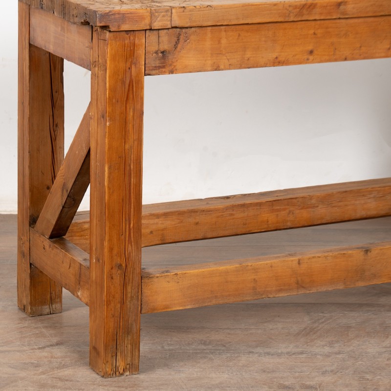 Late 19th Century Rustic Pine Work Table Console Island gallery
