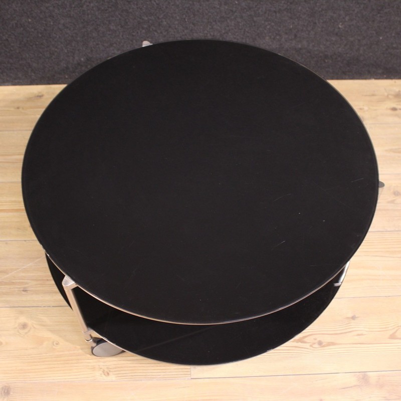 Coffee table on wheels modern Italian table 80s IN metal and glass gallery