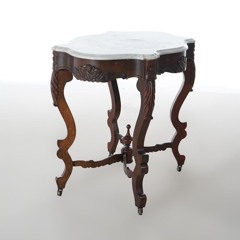 Victorian Rosewood & Marble Top Parlor Table C1890 gallery