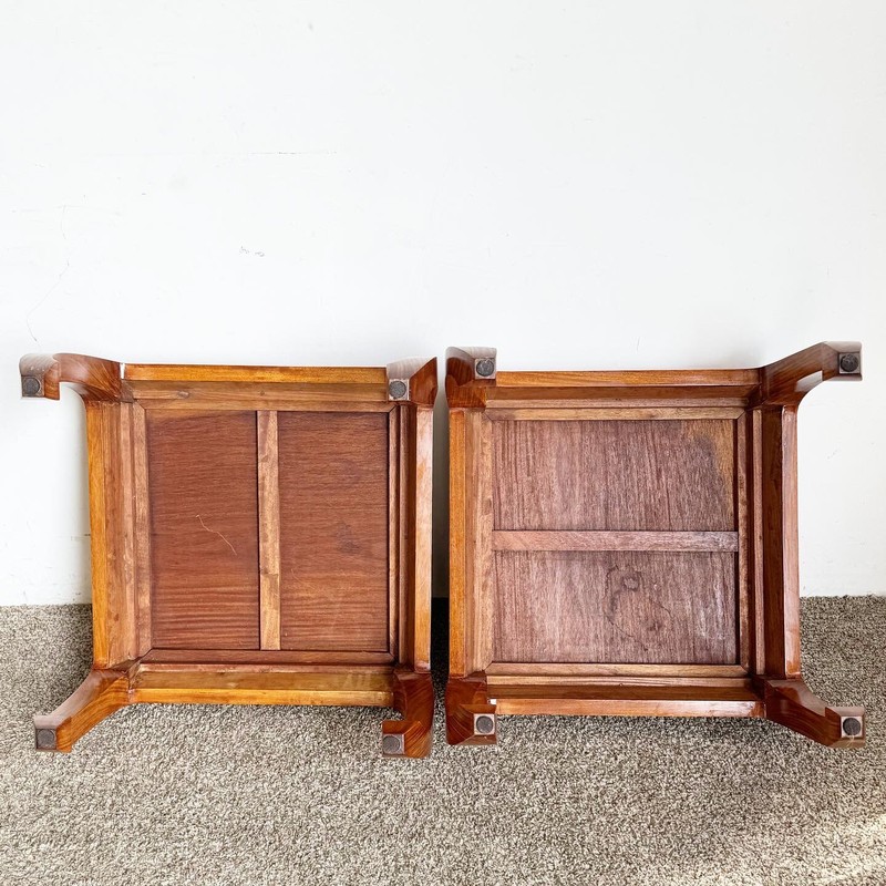 Chinoiserie Ming Style Wooden Side Tables - a Pair gallery