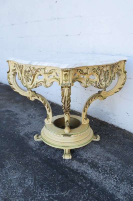 French Heavy Carved Marble Top Large Side Center Table with Planter 6293 gallery