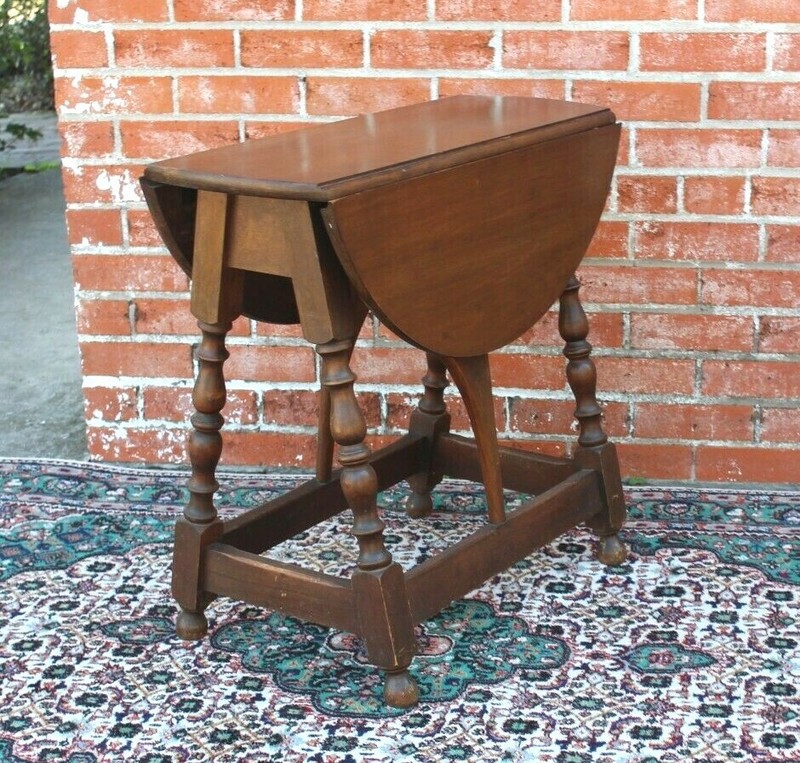 English Antique Oak Small Drop Leaf Table | Living Room Furniture gallery