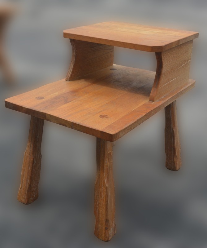 Mid Century Rustic Western Brandt Furniture Ranch Oak Step Corner Table