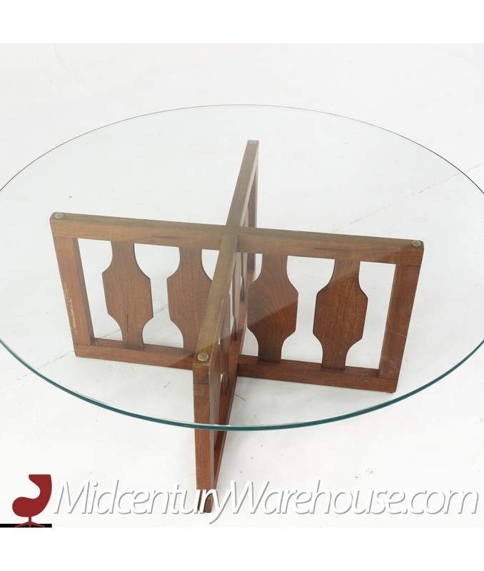 Adrian Pearsall for Craft Associates Mid Century Walnut Round Coffee Table gallery