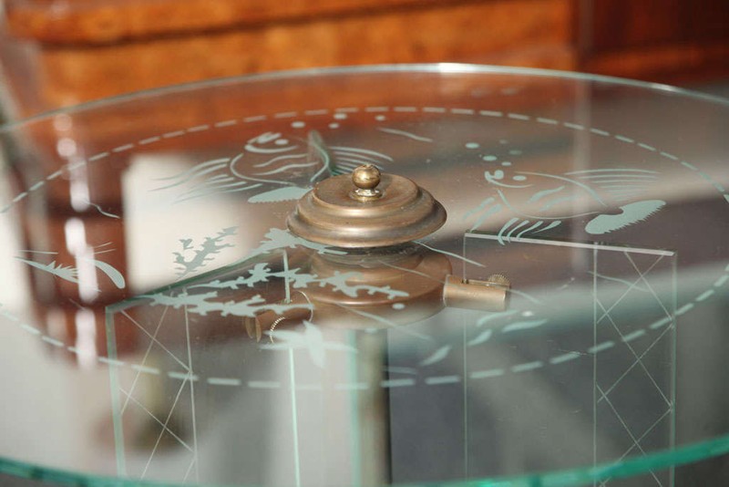 Glass Art Deco Glass and Brass Round Side Table by Luigi Brusotti, Italy, 1930's gallery