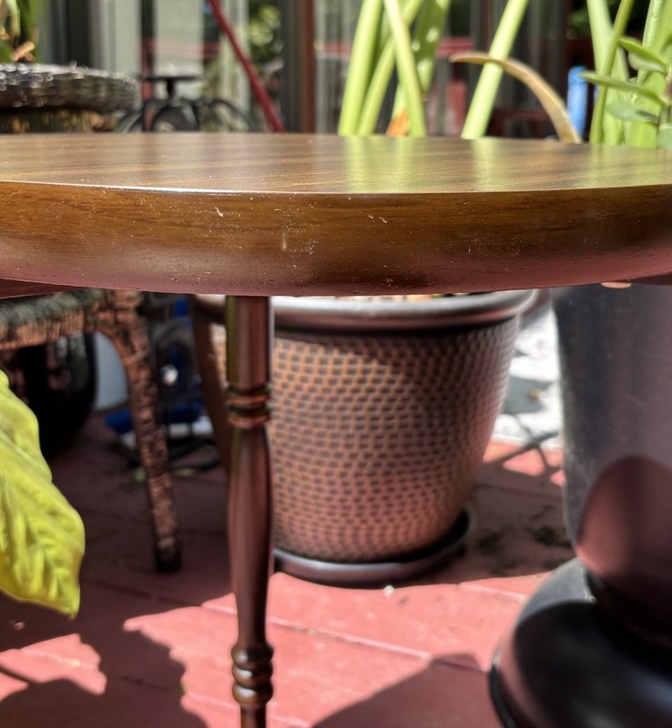 Vintage Mid Century Round Side End Table Laminate Formica Top 3 Leg Plant Stand gallery