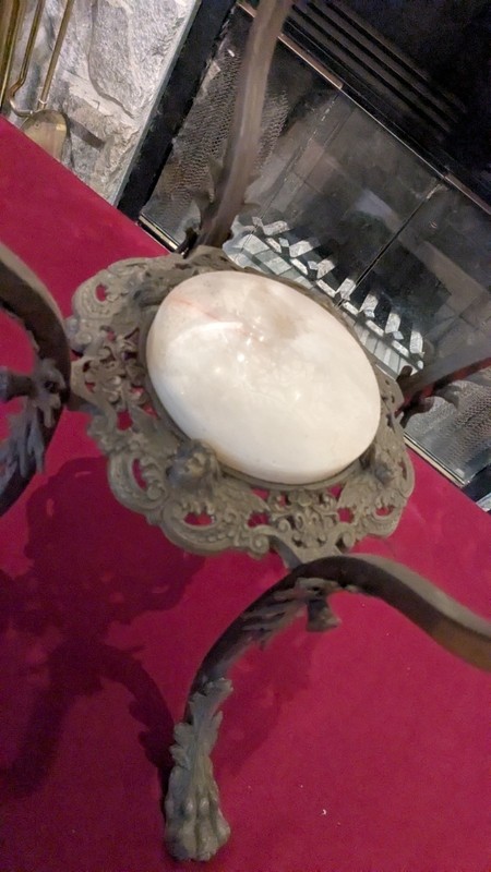 Cast Iron & Onyx Plant Fern Stand Table Statue Pedestal CHERUB CORNERS gallery