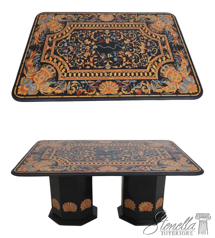 70630: PIETRA DURA Inlaid Marble Top Italian Dining Room Table