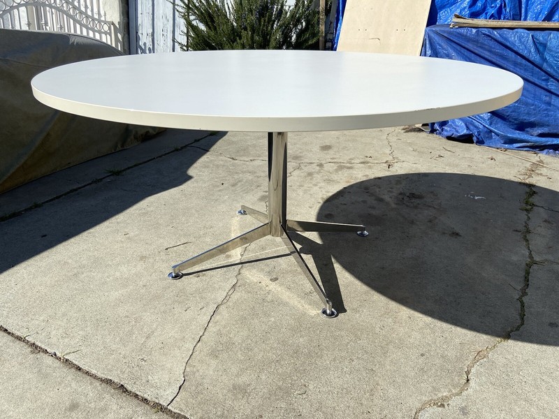 Florence Knoll Mid Century Modern Style Chrome Dining Conference Table