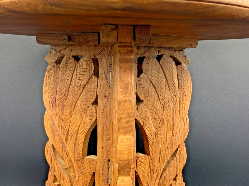 VTG ANGLO/INDIAN Folding Wooden Side Table Tripod Plant Stand Central Inlay 30cm gallery