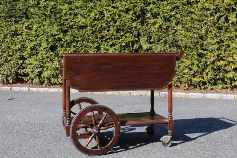 1970’s Tea Cart With Working Drop Leaf Sides, Wheels, And A Locking Drawer +keys
