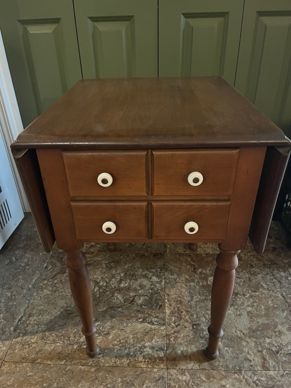 Vintage Double Drop-leaf Table. Solid Wood Construction. Original Finish. gallery