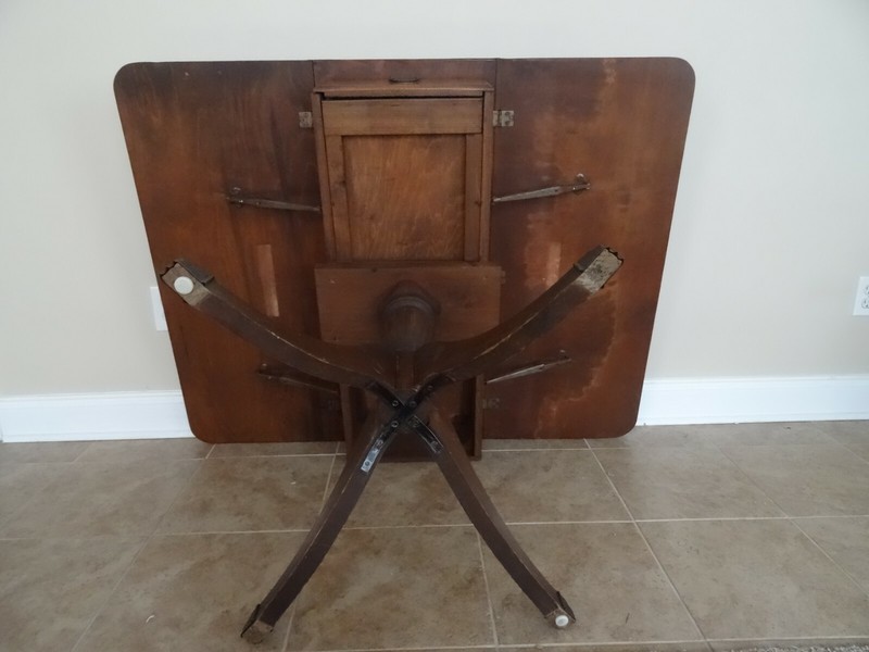 Vintage Wood Drop Leaf Table wiBrass Claw Feet, Nice size open leaf 38x48 inches gallery