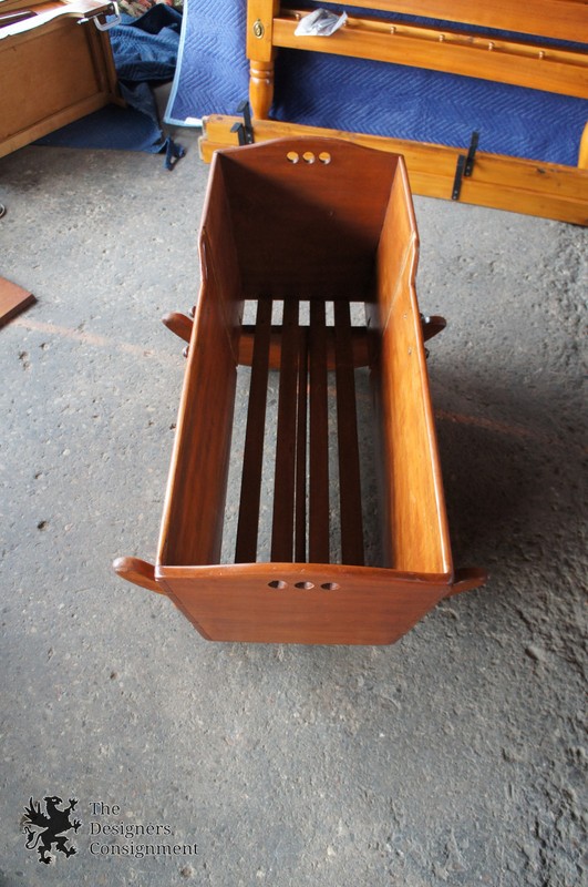 Early American Antique Walnut Dovetailed Rocking Cradle Repurposed Table gallery