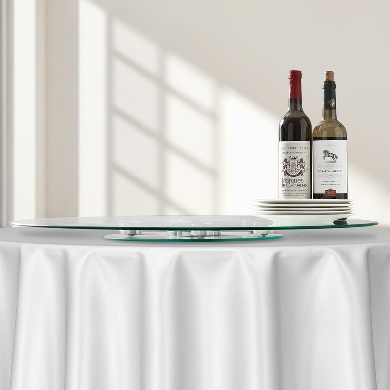 30 in Glass Lazy Susan Turntable, Tempered Glass Dining Table Centerpiece with 6 gallery