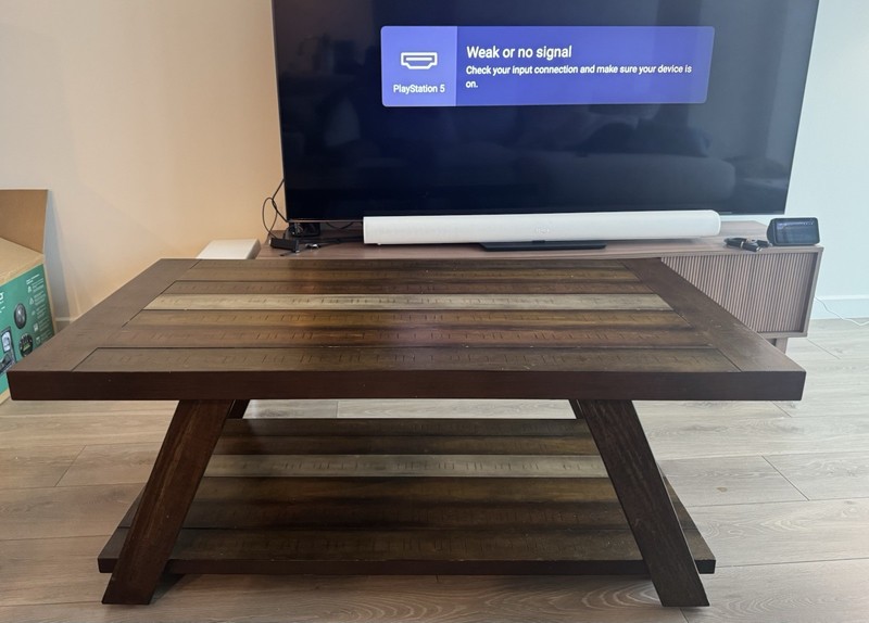 Solid Wood Coffee Table with Shelf – Rustic Modern Style