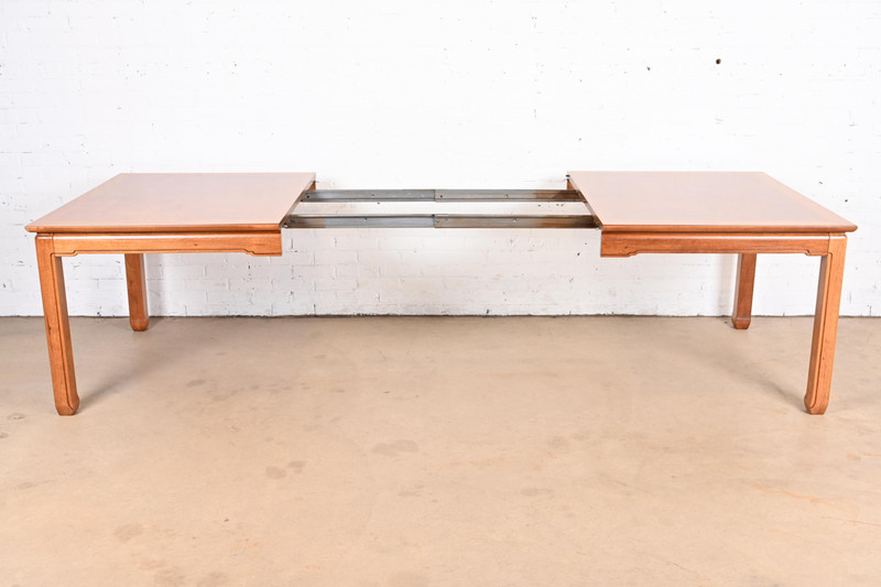 Henredon Mid-Century Burl Wood Extension Dining Table, Newly Refinished gallery