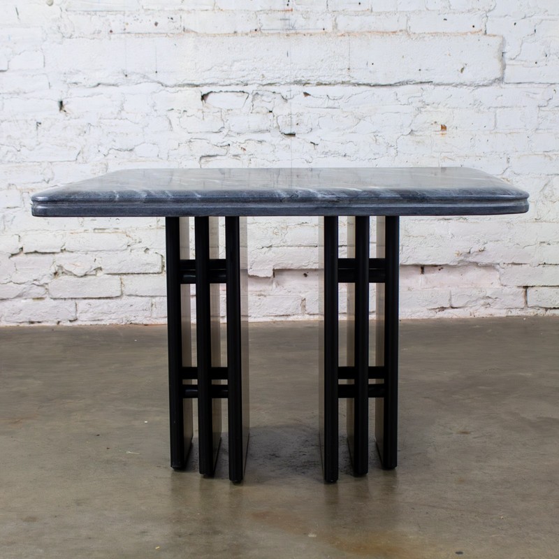 Scandinavian Post Modern Side Table Square Marble Top Bendixen Designs Denmark gallery