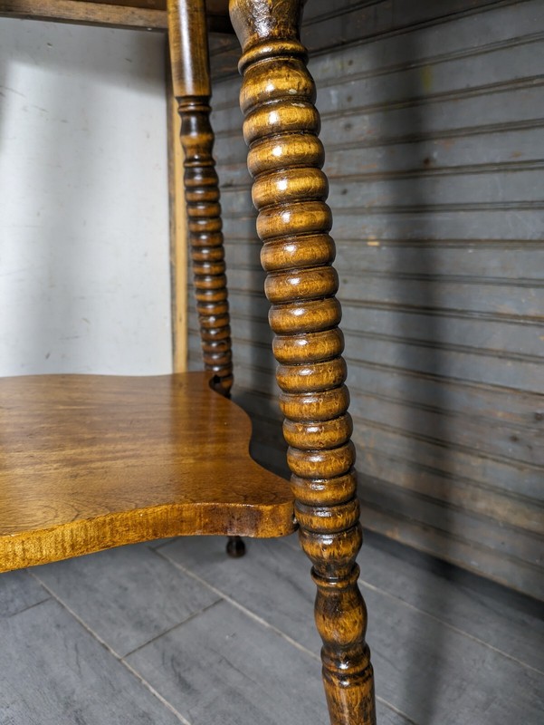 Antique Victorian 2-Tier Parlor Table Bobbin Turned Spindle Legs (assembly) gallery
