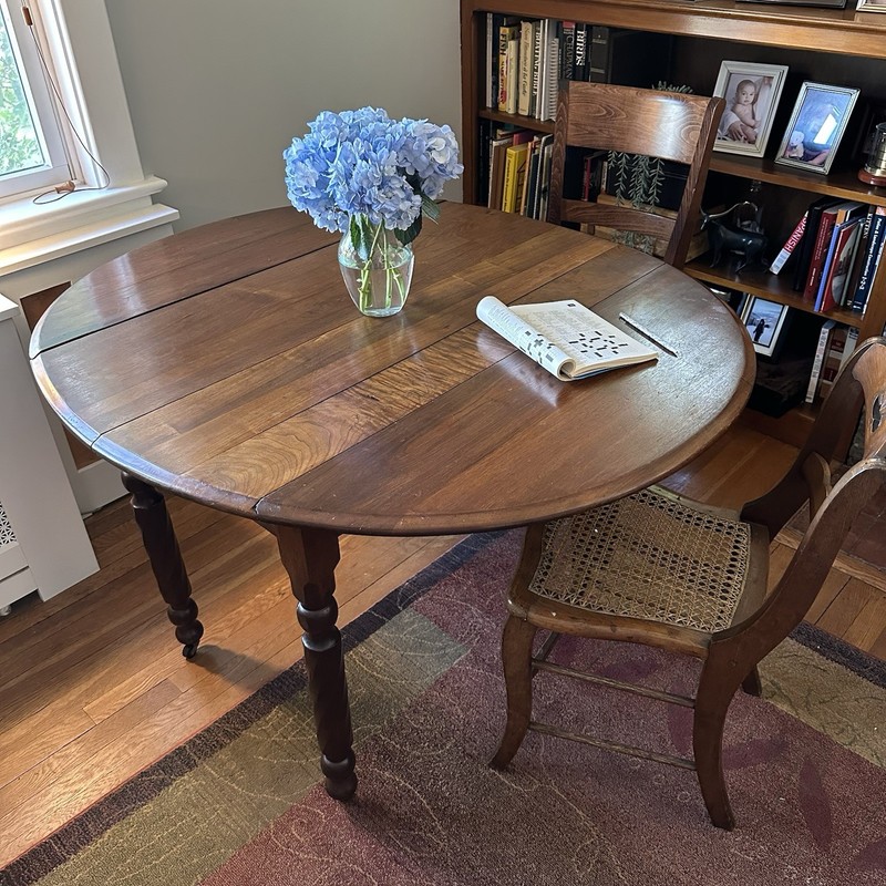 Antique Victorian Solid Walnut Drop-Leaf Table, 1880–1900 gallery