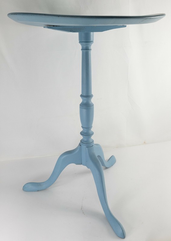 Antique Baby Sky Blue Painted Round Table Candlestand Shabby Chic Decorative gallery