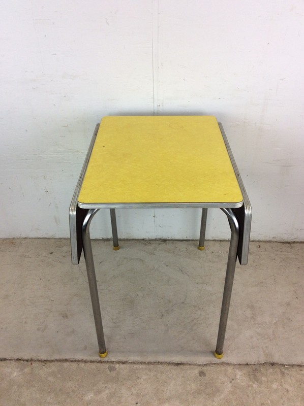 Mid Century Modern Small Yellow Formica Top Table with 2 Leafs gallery