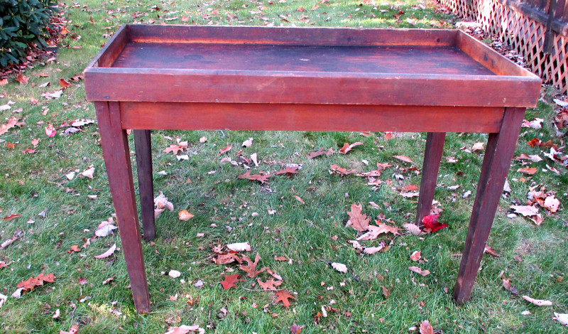 Antique Bucket Bench Side Table Work Stand org. Red Wash gallery