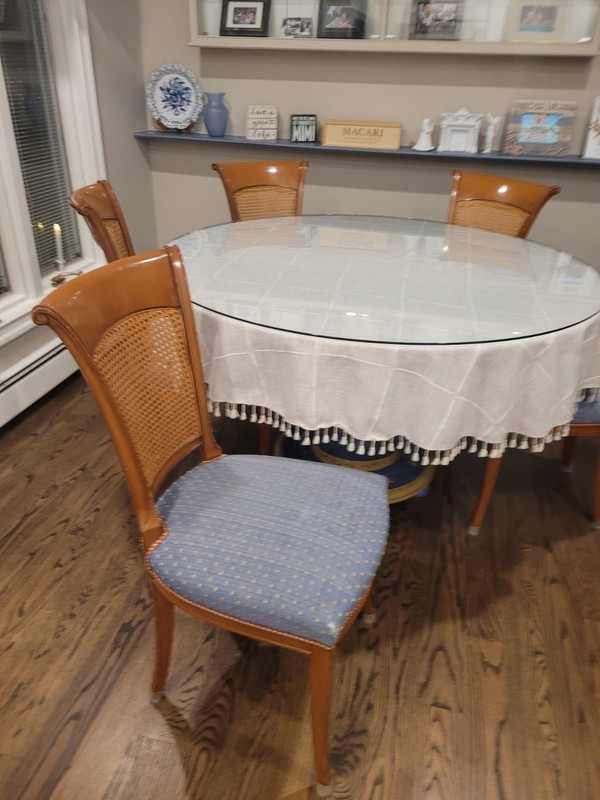 54" round Hand Painted Table W 5 Chairs gallery