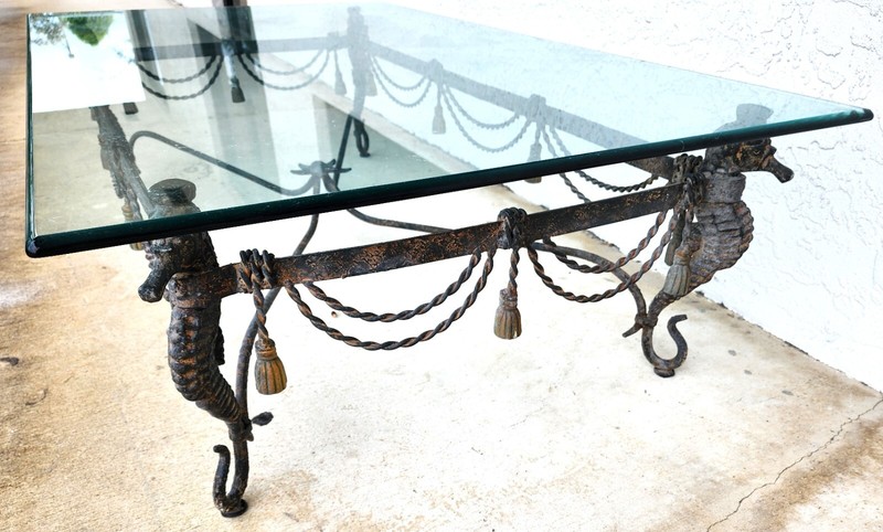 Vintage Patinated Seahorse Coffee Table Starfish gallery