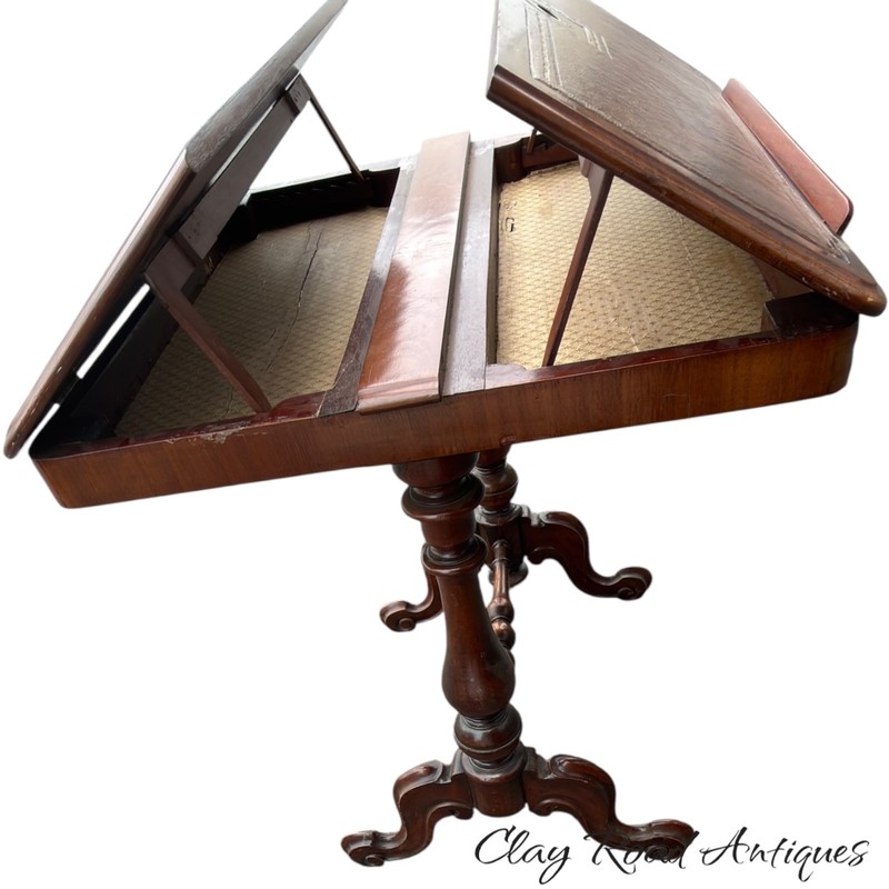 Antique Regency writing reading table combination drawing leather top 19th gallery