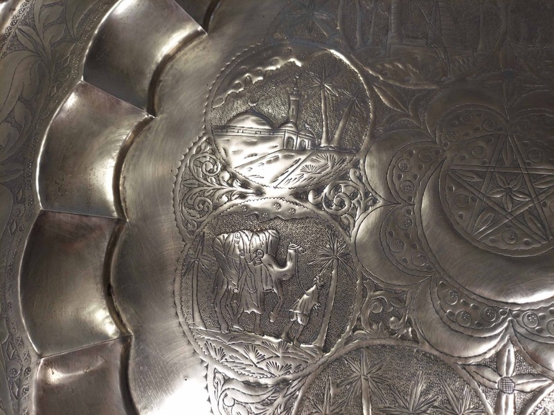 31" Brass Islamic Table Top Middle East Tripoli Libya 1954 Adnan Bezanti gallery