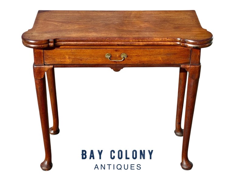 Antique English George III Mahogany Card Table / Console Table With Drawer gallery