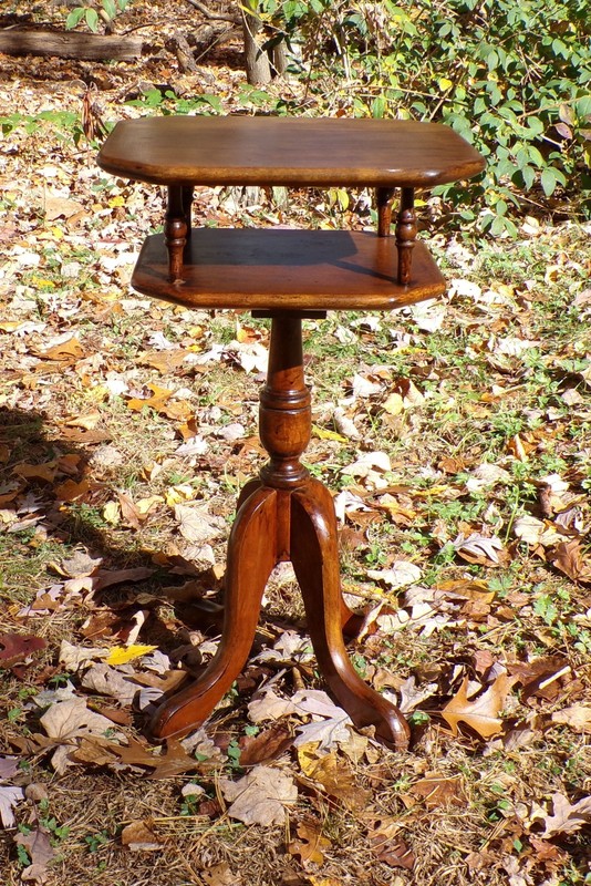 Vintage Solid Hardwood 2 Tier Magazine Newspaper End Lamp Table gallery