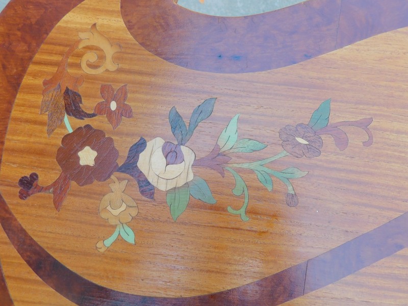 Victorian Carved Inlay Accent Table 28 1/8"h x 24"w x14"d gallery