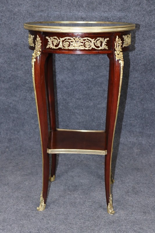 Linke Quality Bronze Mounted Verdi Marble Bronze Mounted End Table with Drawer gallery