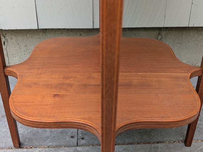 Vintage 2 Tier Inlaid Marquetry Occasional Table Side Table gallery