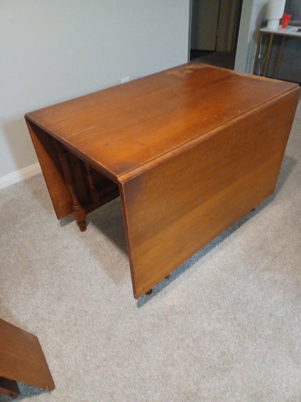 Beautiful original 1957 Walter of Wabash drop leaf table. Comfortably seats 10 gallery