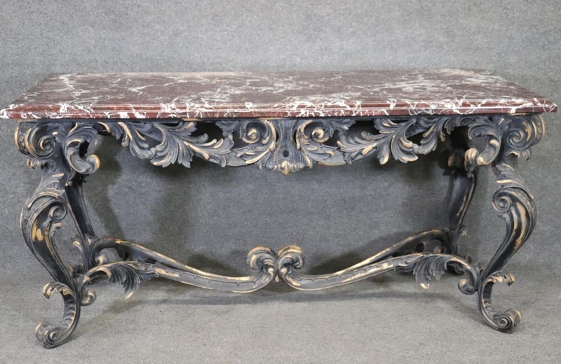Solid Bronze Georgian Style Rams Head Rouge Marble Center Table gallery