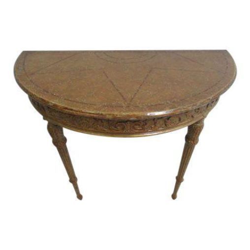 Theodore Alexander Distressed Painted Italian Regency Demi Lune Console Table gallery