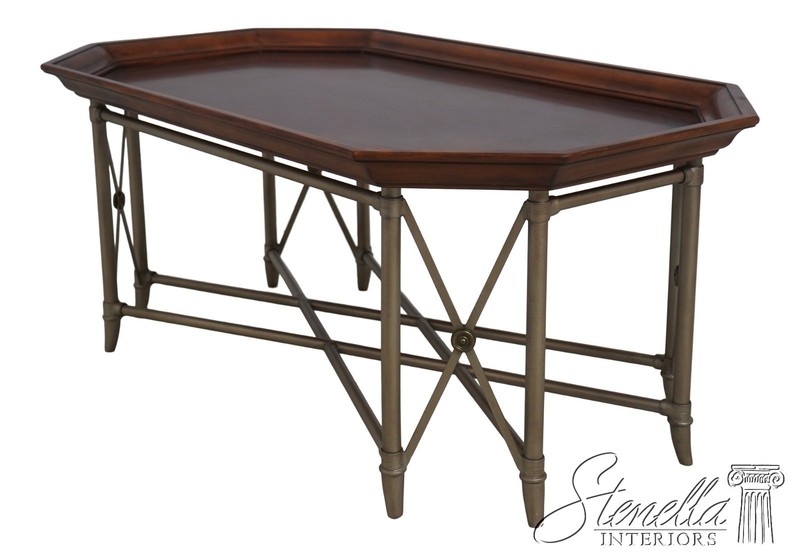 71191: HEKMAN French Style Cherry Tray Top Metal Base Coffee Table