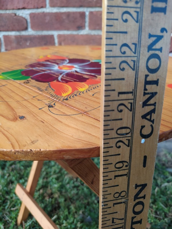 VTG Hand Painted Folding Wood Decorative Round 18" D Side Table Floral Gorgeous gallery